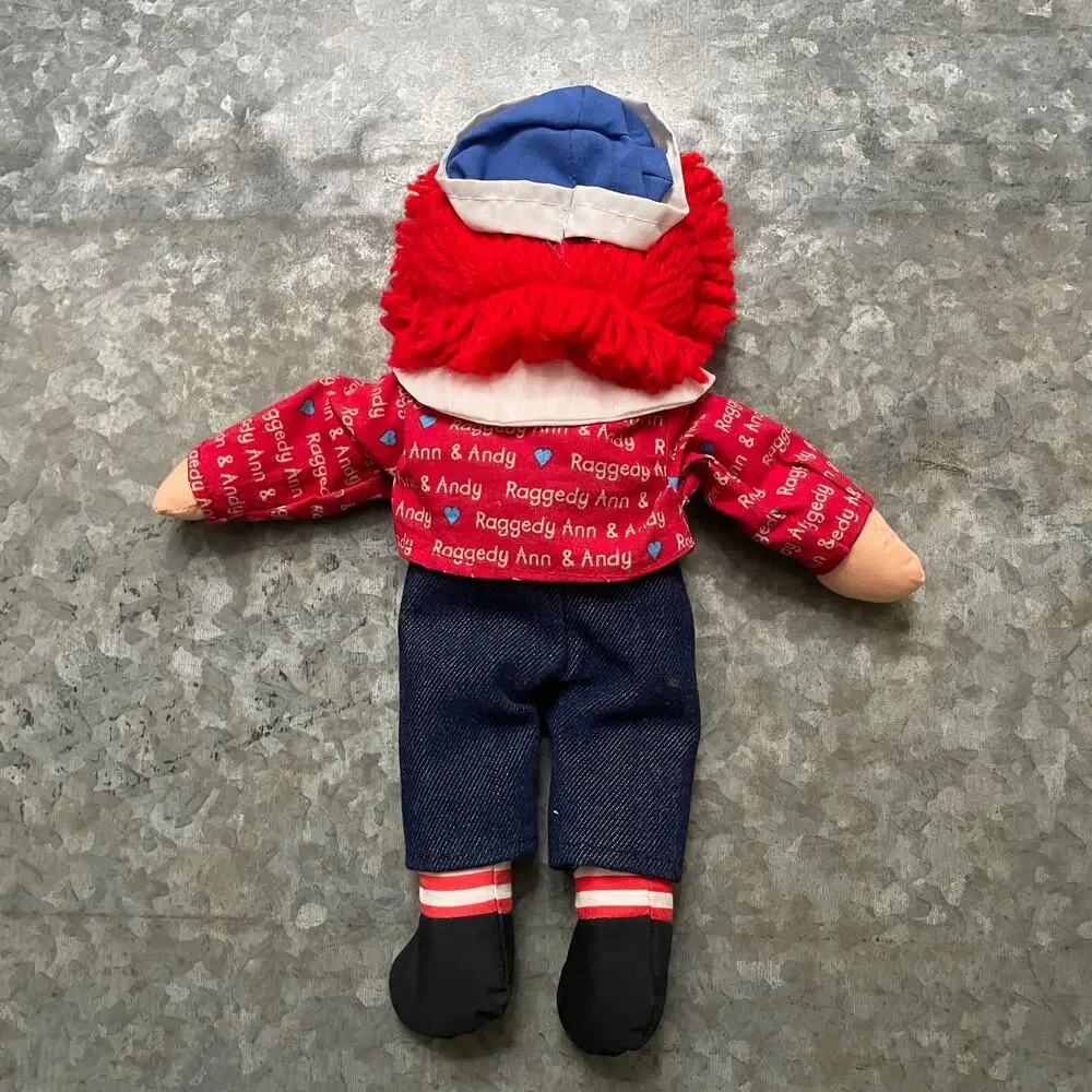 Raggedy Andy Plush Doll Red Yarn Hair I Love You Raggedy Ann Spellout Snap Shirt